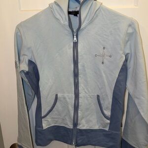 BCBG Maxazria Light Blue & Slate Zip Hoodie